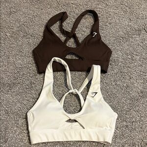 Gymshark Chocolate Brown and Ivory Sports Bras